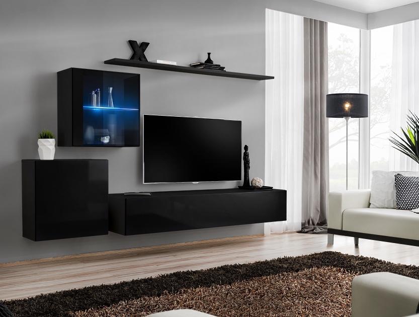 Luxus Schwarz Wohnwand 2x Wandschrank Wohnmöbel Wohnzimmermöbel