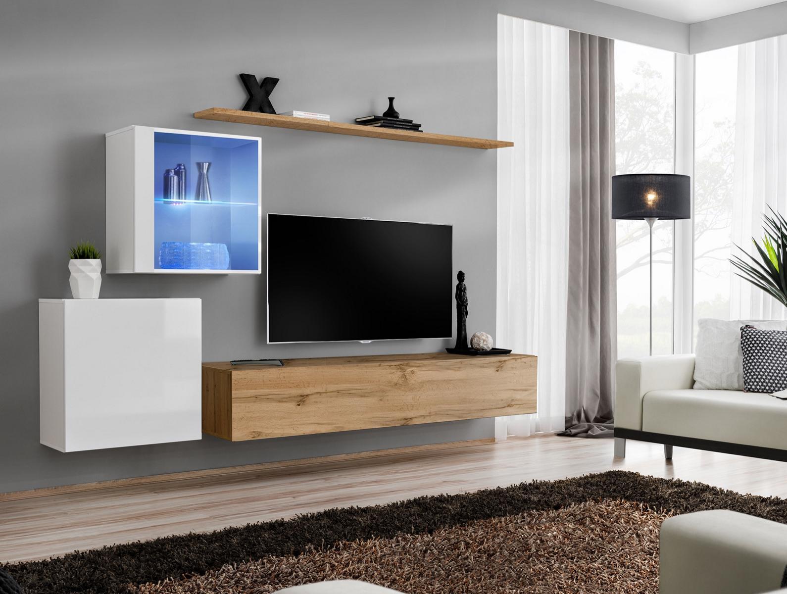 Wohnwand 260 cm Luxus Wand Schrank Wohnzimmermöbel Regale Einrichtung Modern