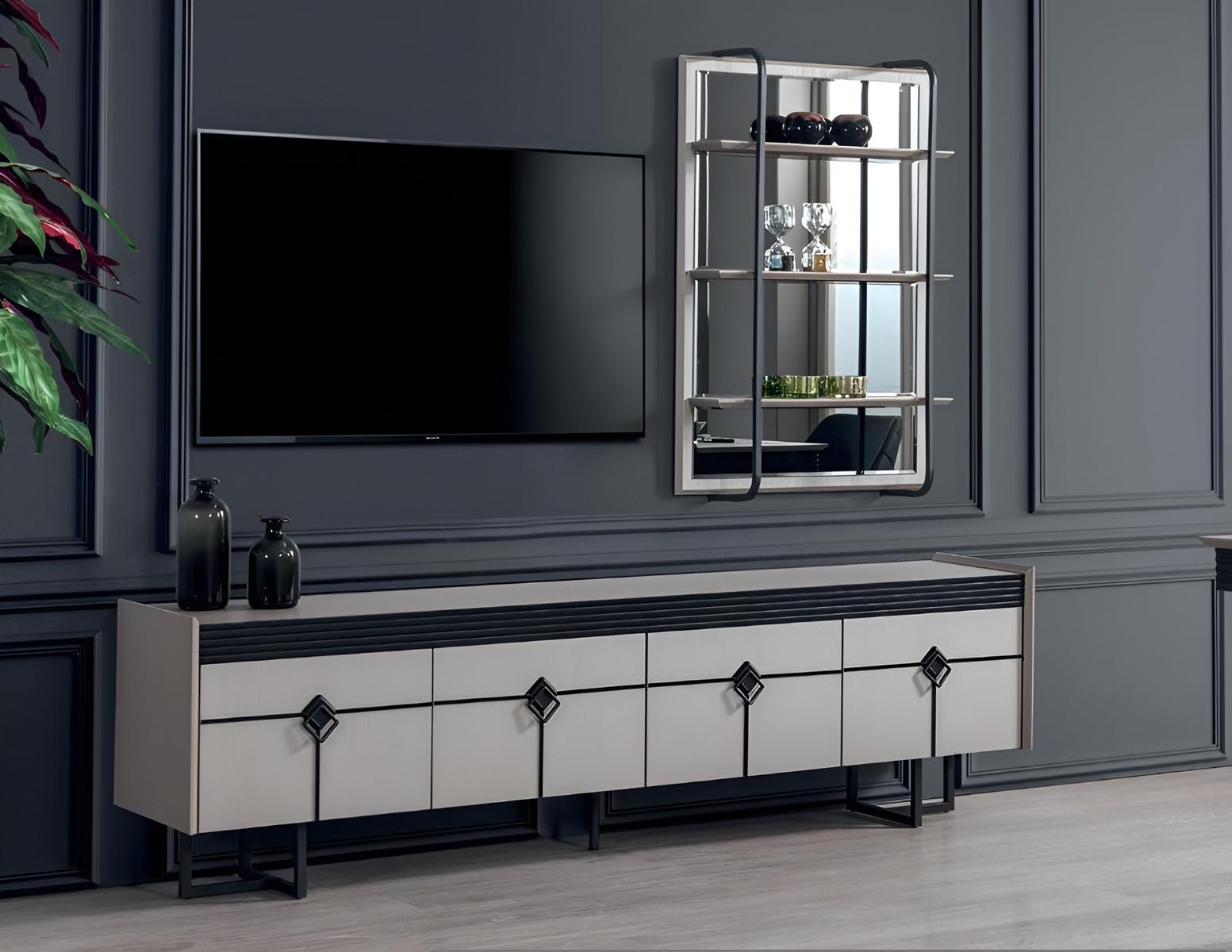 Wohnwand Wand Regale Komplett TV-Ständer Wohnzimmer Set Neu Einrichtung