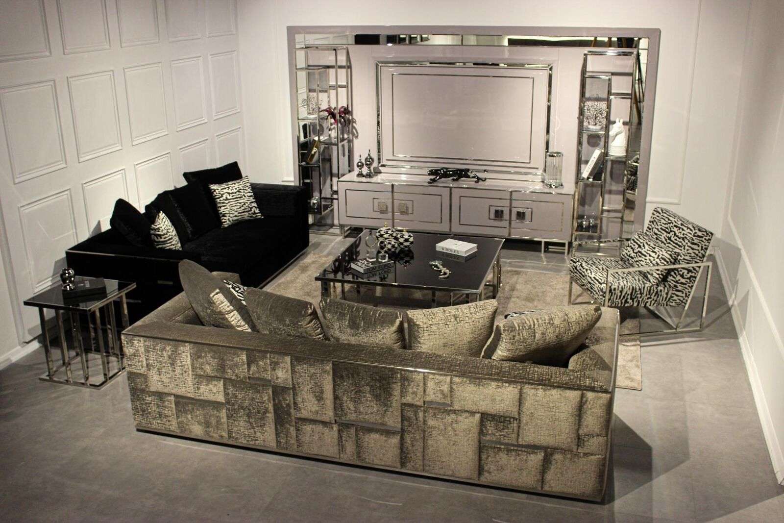 Modern Wohnzimmer Set Sofagarnitur Möbel Design Wohnwand Couchtisch Komplett