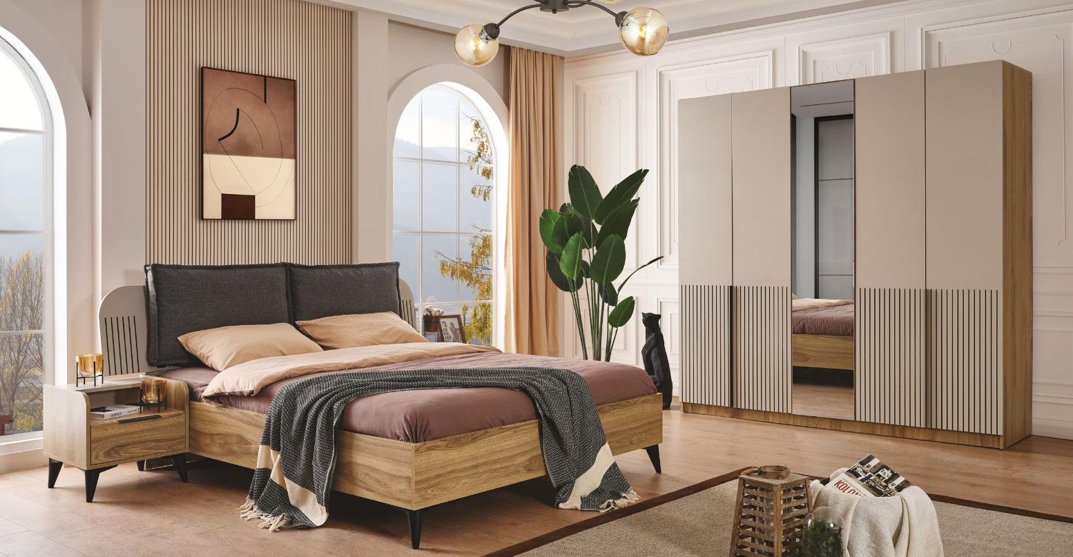 Schlafzimmer Set Design Modern Luxus Bett 2x Nachttische schrank 4tlg