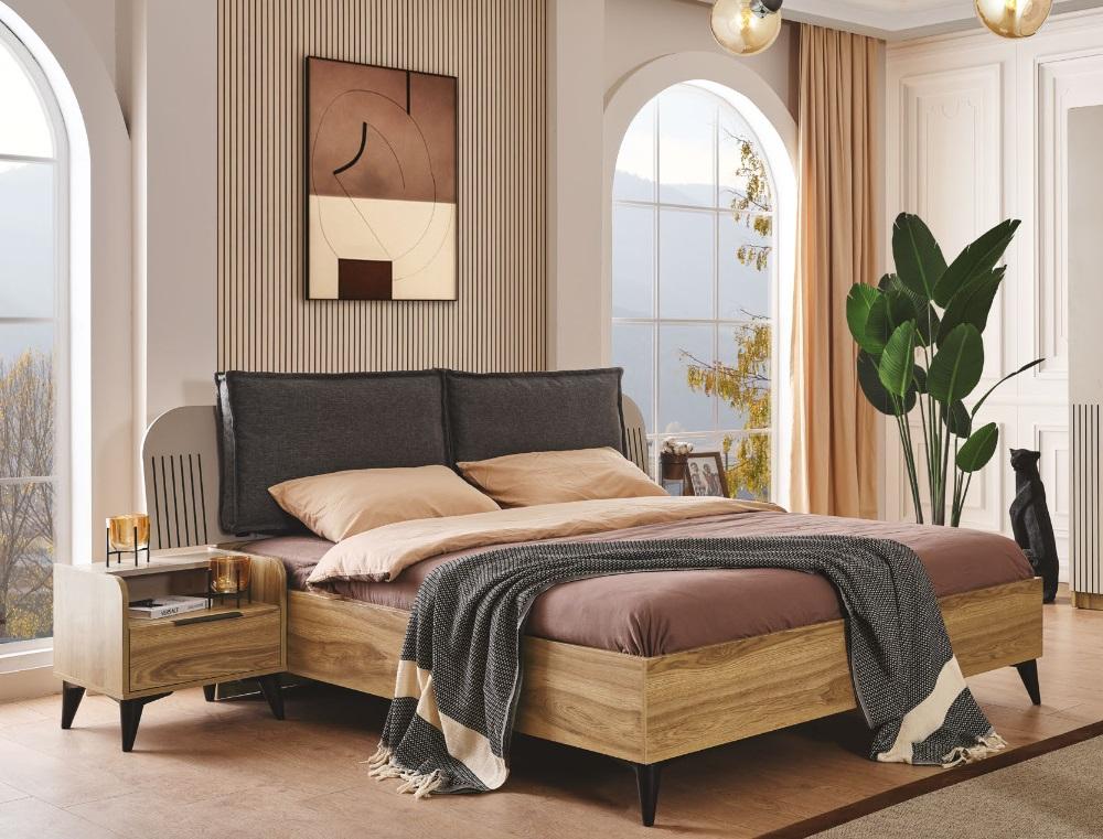 Luxus Schlafzimmer Set Komplett Designer Bett 2x Nachttische 3 tlg