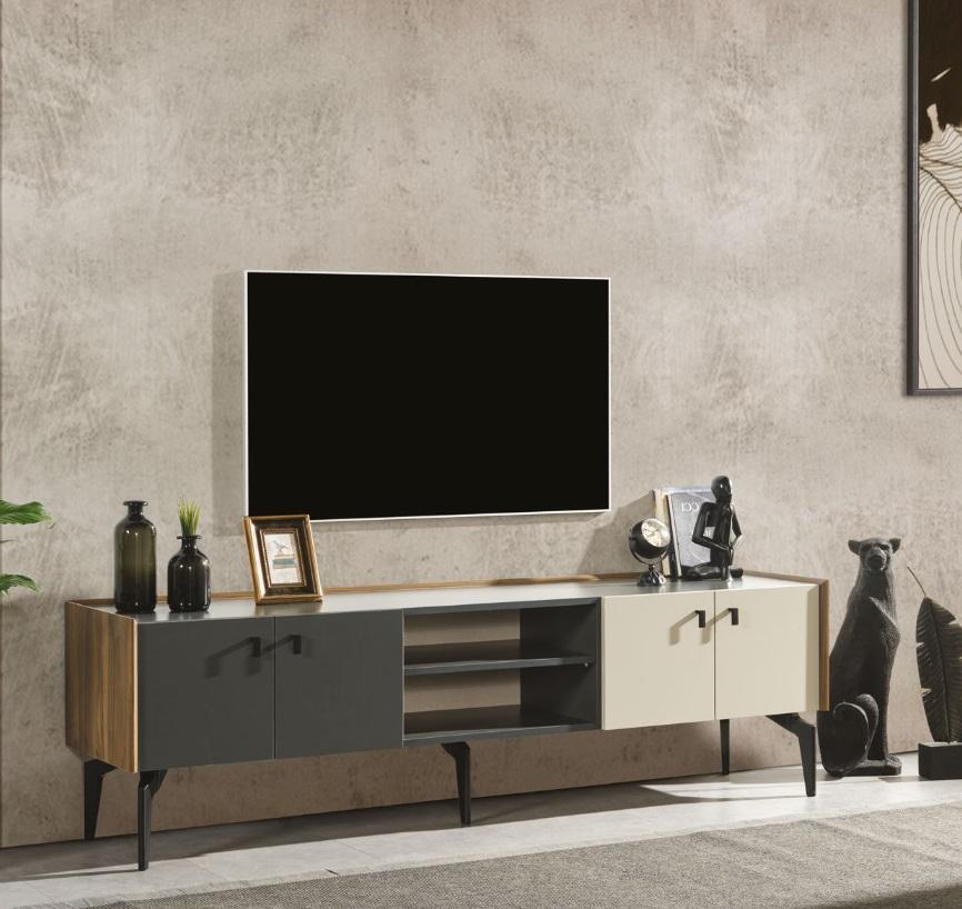 Modern Wohnzimmer Set TV-Ständer Design Einrichtung Holz Möbel