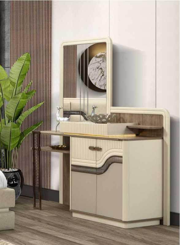 Designer Schminktisch mit Spiegel im Schlafzimmer Schick Möbel Kommode