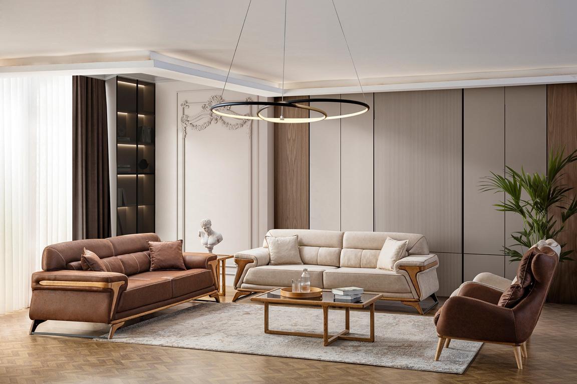 Stilvoll Wohnzimmer Set Besteht aus 2x 3-Sitzer Sofas und 2x Sessel 4tlg