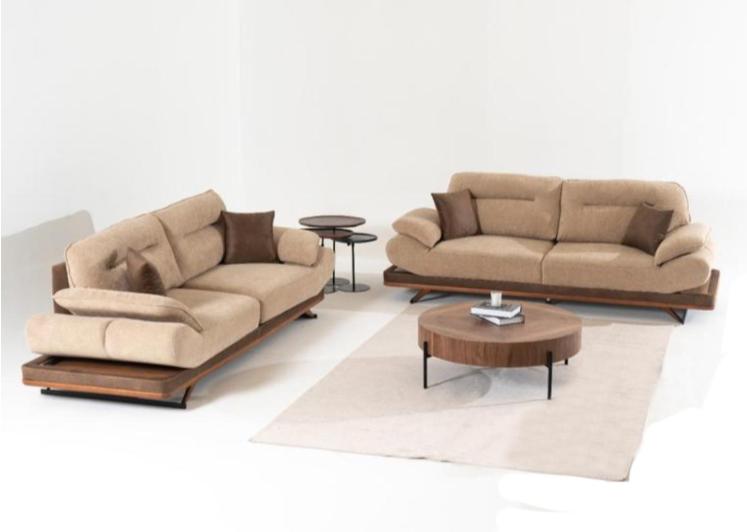 Beige Wohnzimmer 2x 3-Sitzer Sofas Luxuriöse Polster Couchen Sitzmöbel