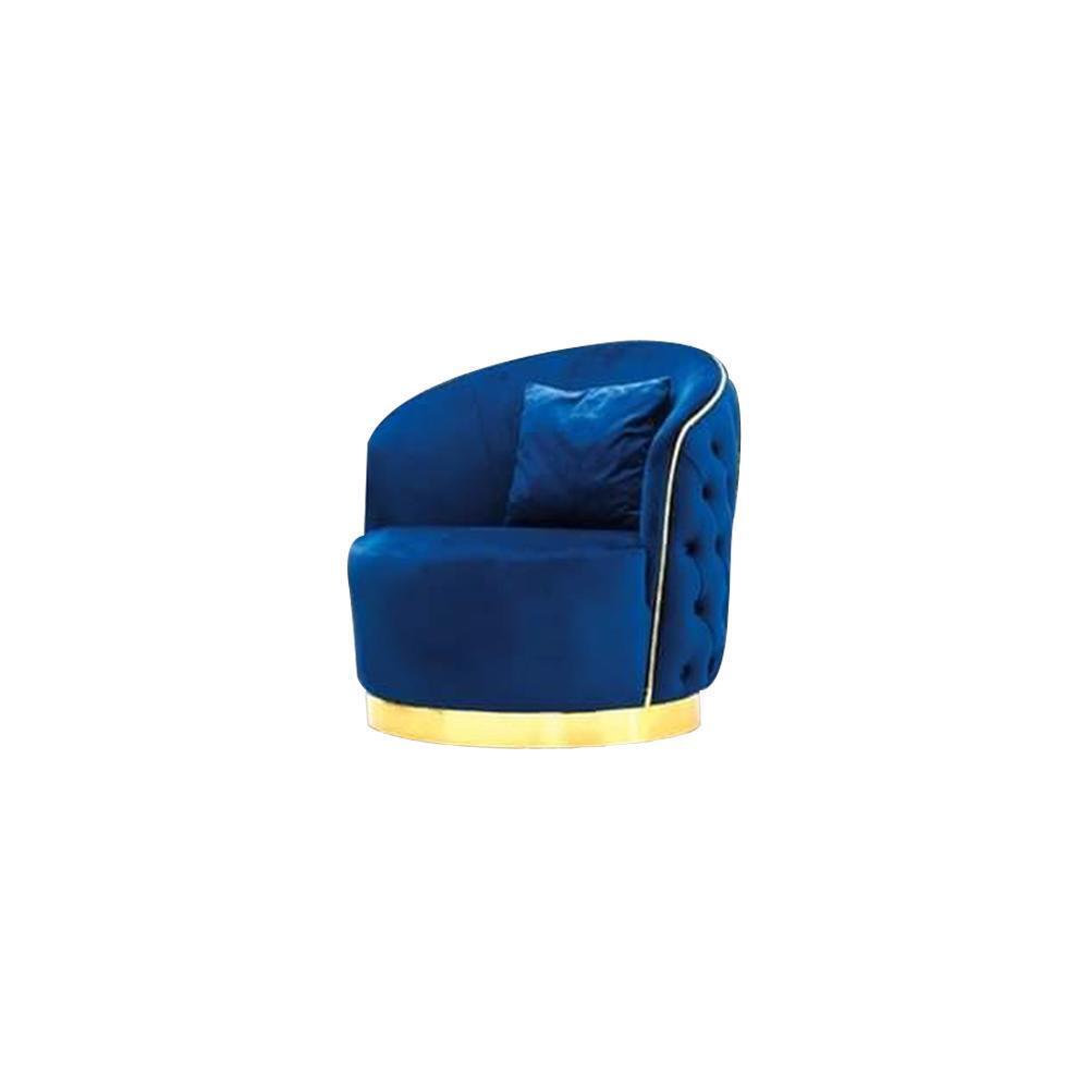 Blauer Chesterfield Sessel Wohnzimmer Rundsessel Designer Einsitzer
