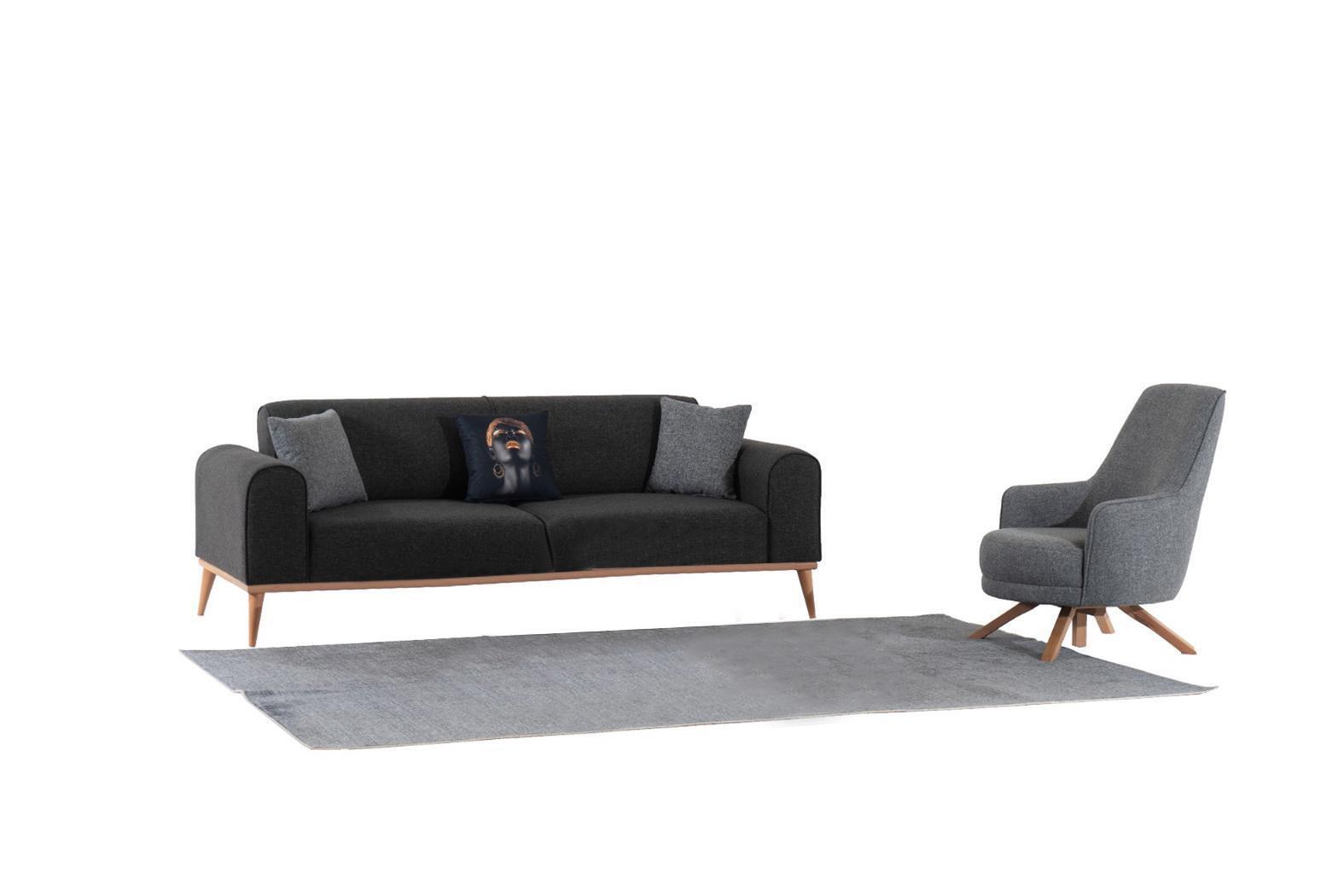 Exklusive Wohnzimmer Set aus 3-Sitzer Sofa und Sessel Neuheit 2tlg.