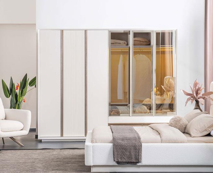 Weißer Kleiderschrank Schlafzimmer Schrank Robuster 6 türiger Glasschrank