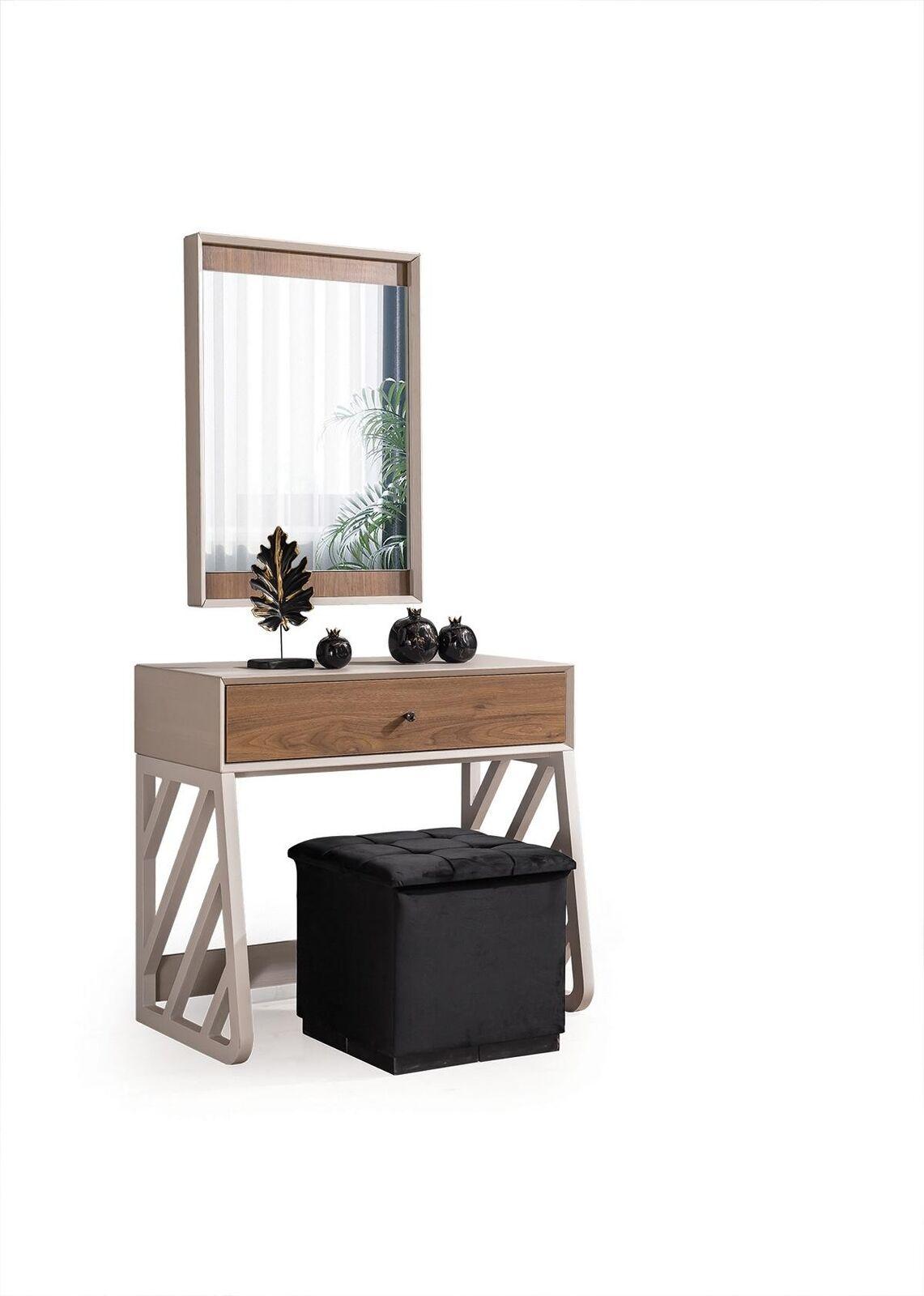 Modern Schlafzimmer Set Besteht aus Schminktisch mit Spiegel Beige neu