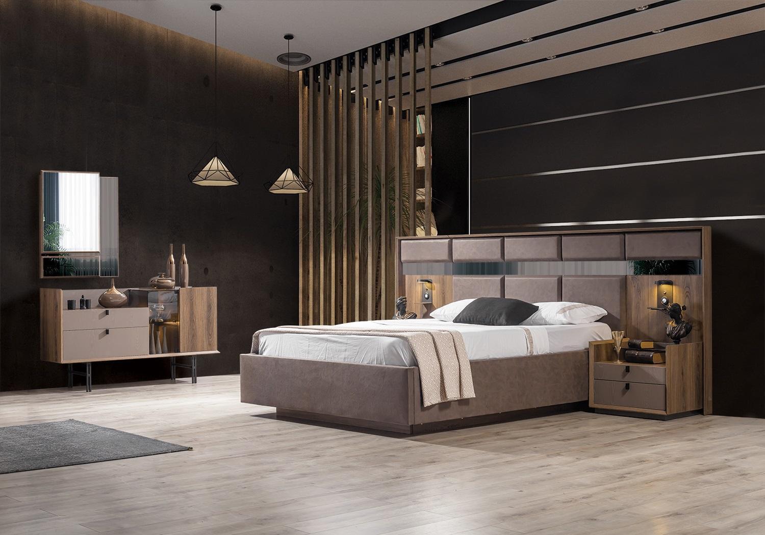 Modern Schlafzimmer Set Perfekte Bett 2x Nachttische und Schminktisch