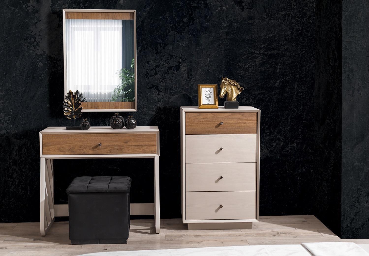 Luxuriöse Schlafzimmer Garnitur Schminktisch Kommode Spiegel 3tlg Set