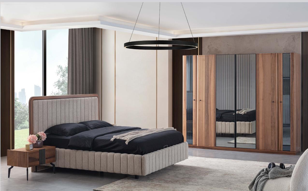 Exklusives Schlafzimmer Set Bett 2x Nachttische und Kleiderschrank 4tlg.