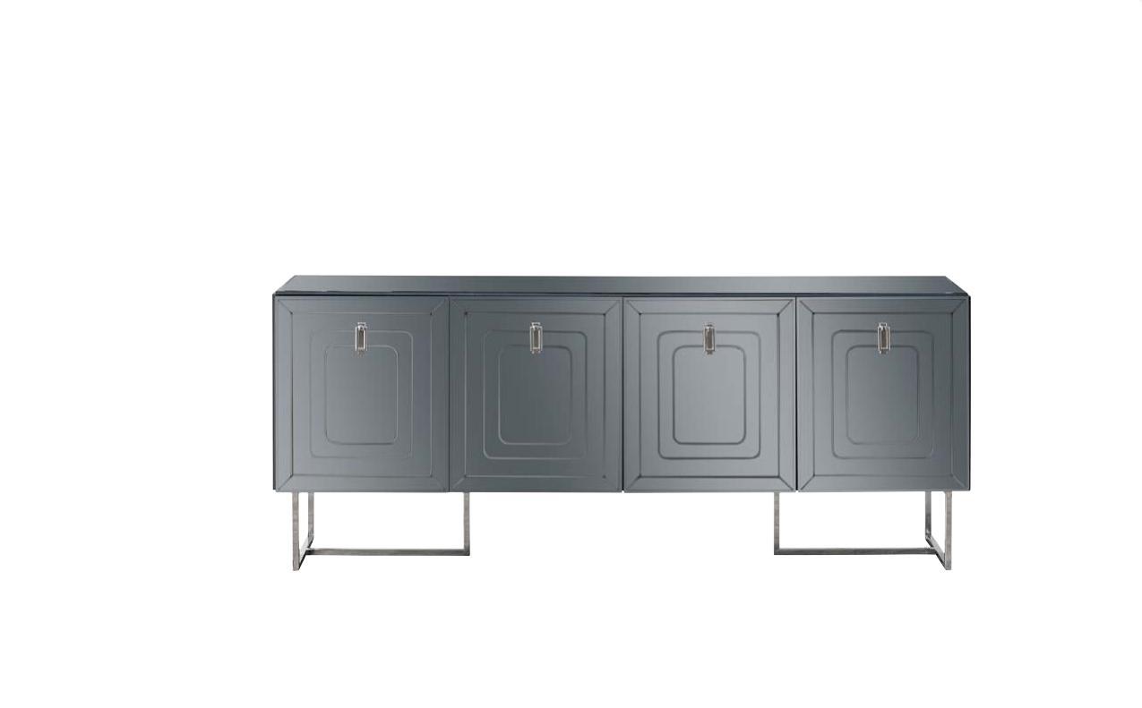 Graue Wohnzimmer Anrichte Luxus Holz Möbel 4-türige Designer Kommode