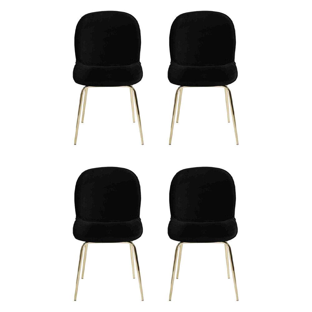 Garnitur Gruppe Schwarz Stühle 4x Stuhl Set Textil Polster Sitz Edelstahl