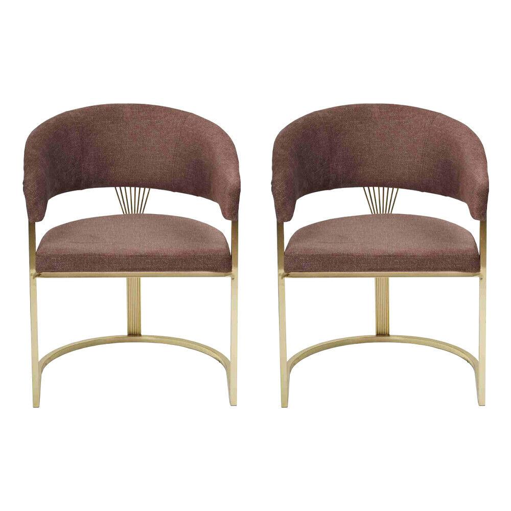 Modernes Esszimmer 2x Stühle Designer Luxus Edelstahl Elemente Textil Neu