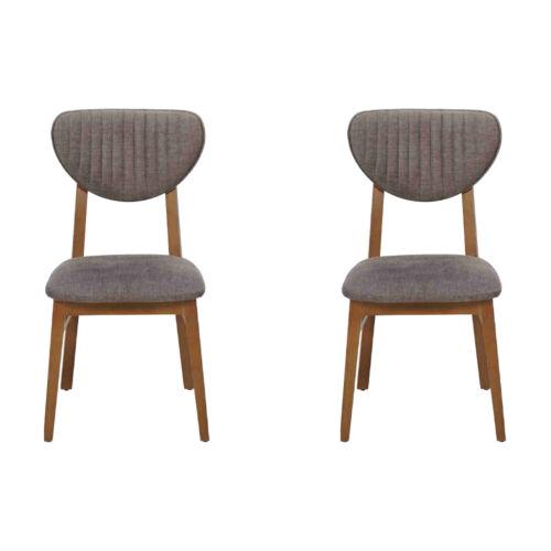 Modern Stuhl Grau Polster 2x Stühle Lounge Holz Textil Holz Sessel Neu