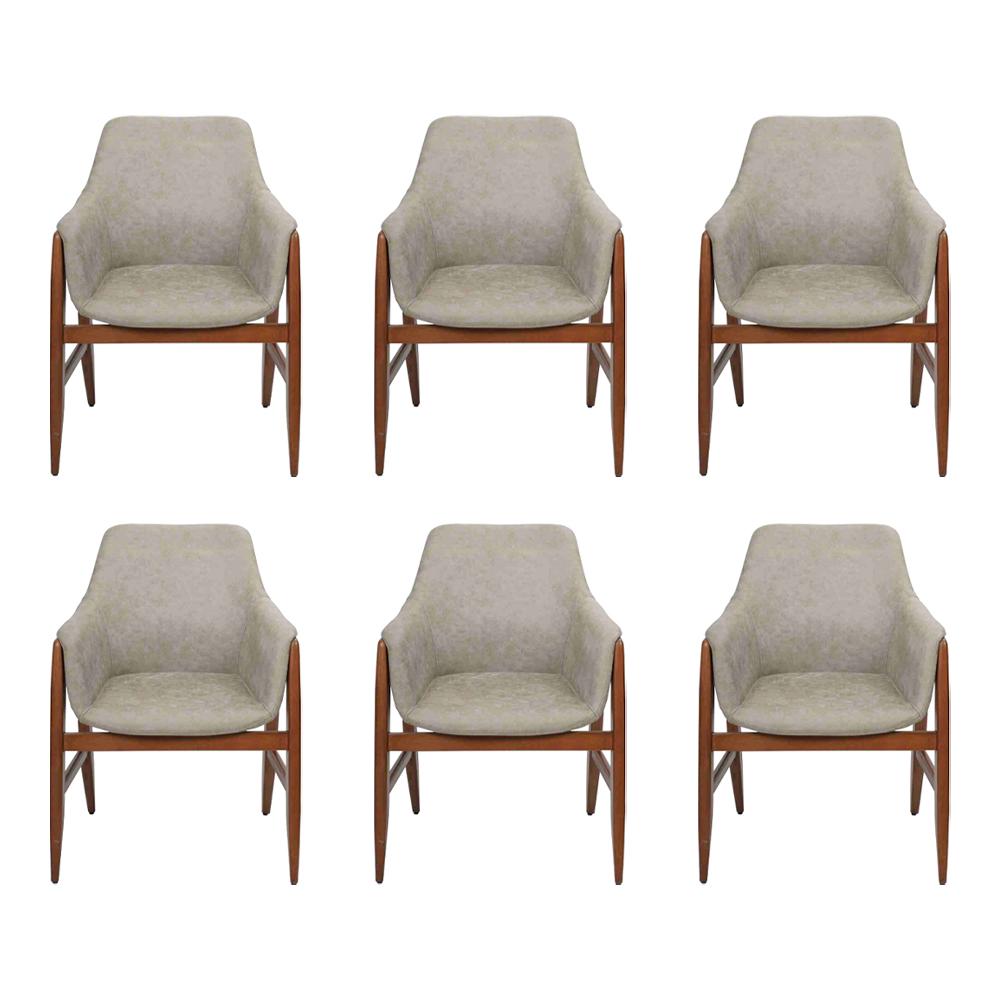 Modern Grau Stuhl Esszimmerstuhl 6x Stühle Küchenstuhl Lehnstuhl Holz Stoff