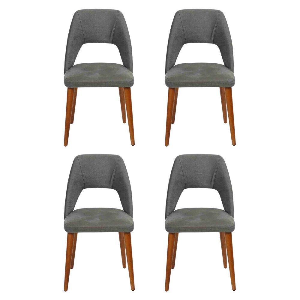 Exklusive Polster 4-er Stuhlset Küchen Möbel Designer Esszimmer Stühle