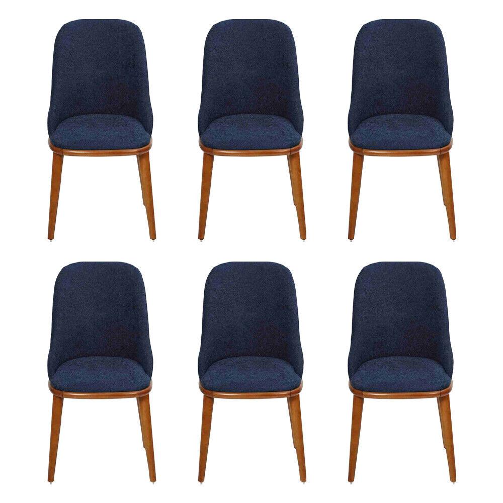 Luxus Esszimmer Blau 6x Stühle Holz Möbel Stühle Stilvoll Design Einrichtung