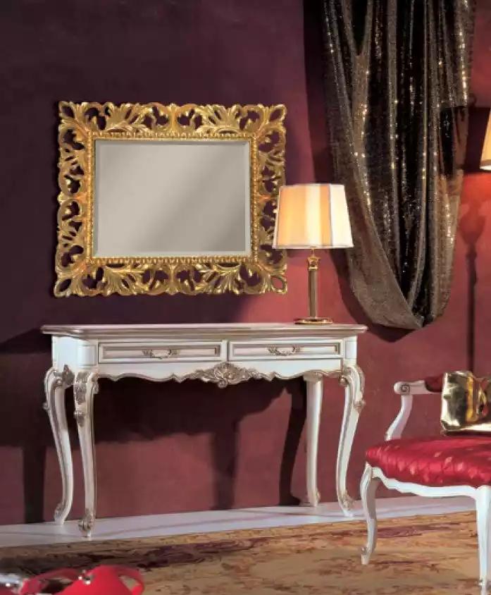 Schminktisch mit Spiegel Weiß Konsole Holz Klassische Schlafzimmer Neu