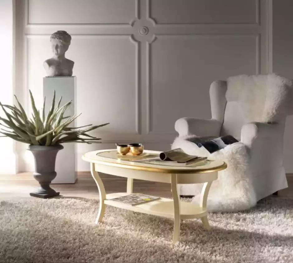 Klassischer Luxus Designer Couchtisch Wohnzimmer Holz Möbel Beige