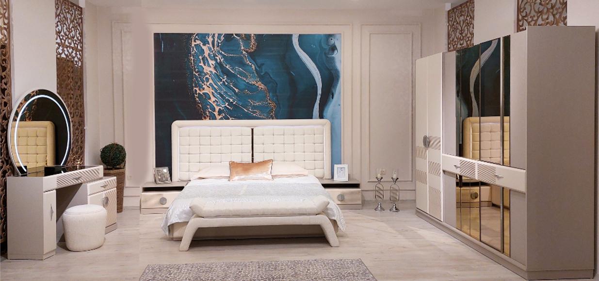 Luxus Schlafzimmer Set 6tlg Komplettes Zimmer Möbel Bett Nachttisch Schrank Bank