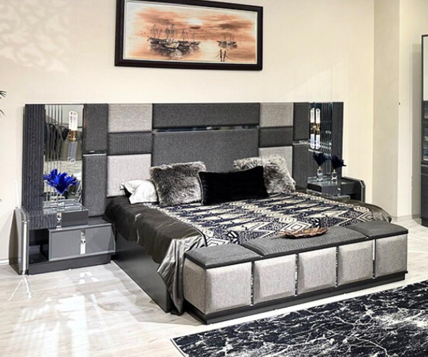 Schlafzimmer Luxus Doppelbett 2x Nachttische Komplettes Modern Einrichtung