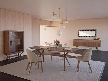 Modern Design Esszimmer Komplett Esstisch 4x Stühle Luxus Sideboard Neu Vitrine