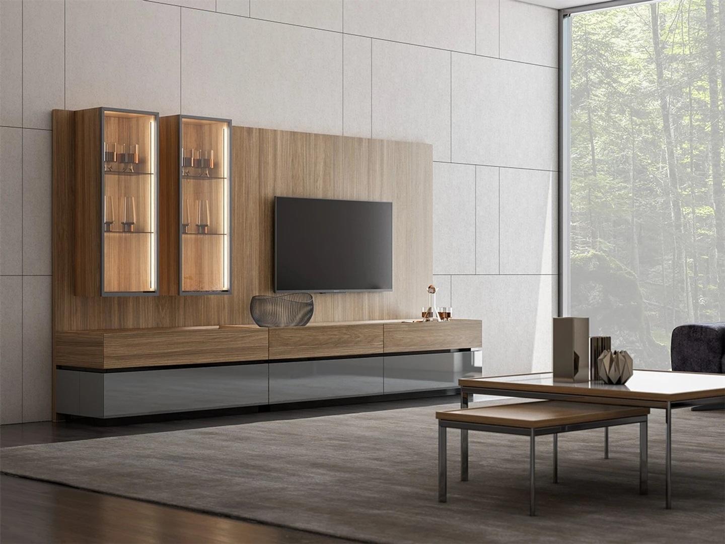 Luxus Komplett Wohnwand Braun Möbel Designer Set Einrichtung TV-Ständer Modern