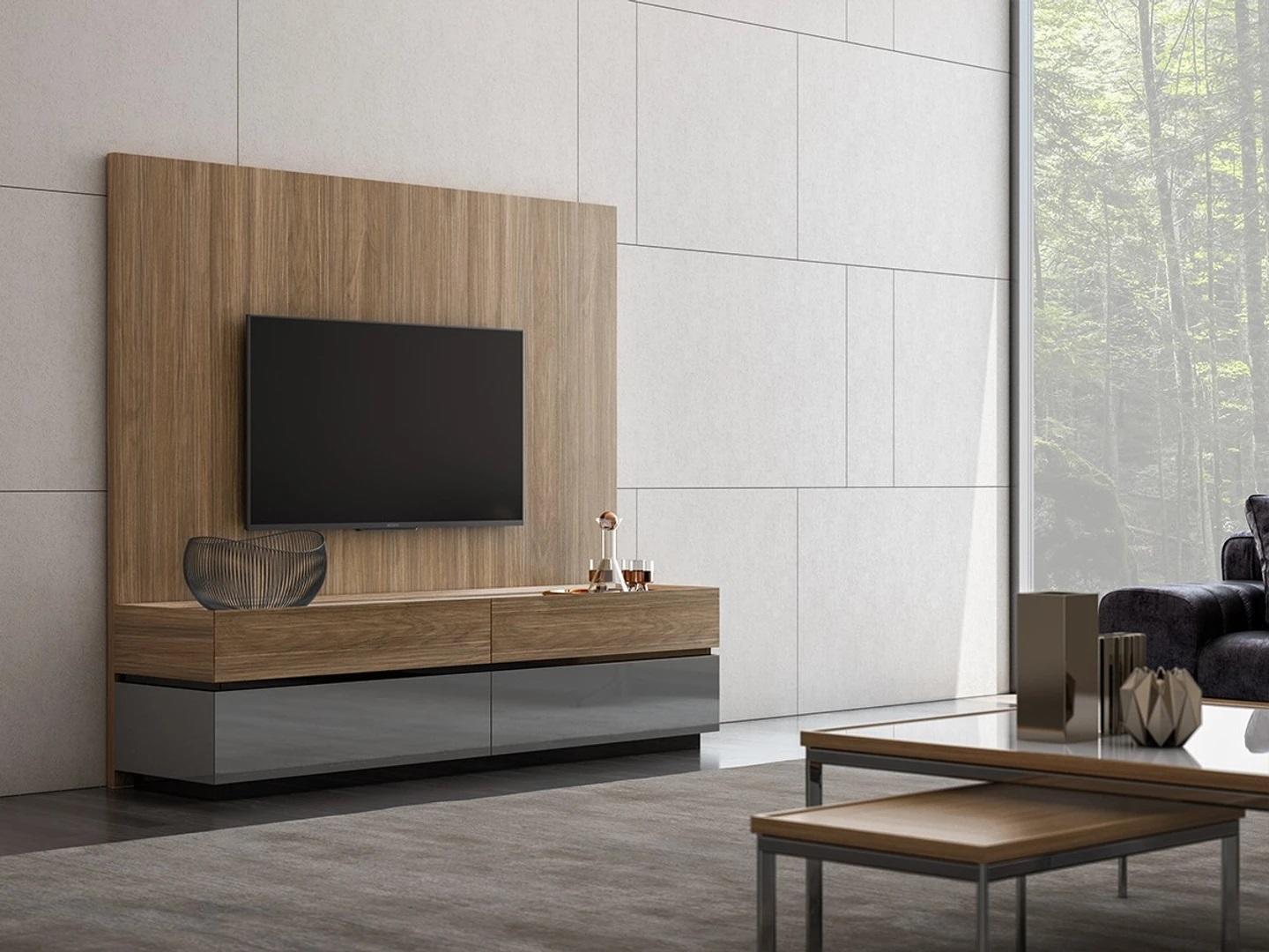 Wohnwand TV Wand Holz Stil Modern Wohnzimmer Möbel TV-Ständer neu Einrichtung