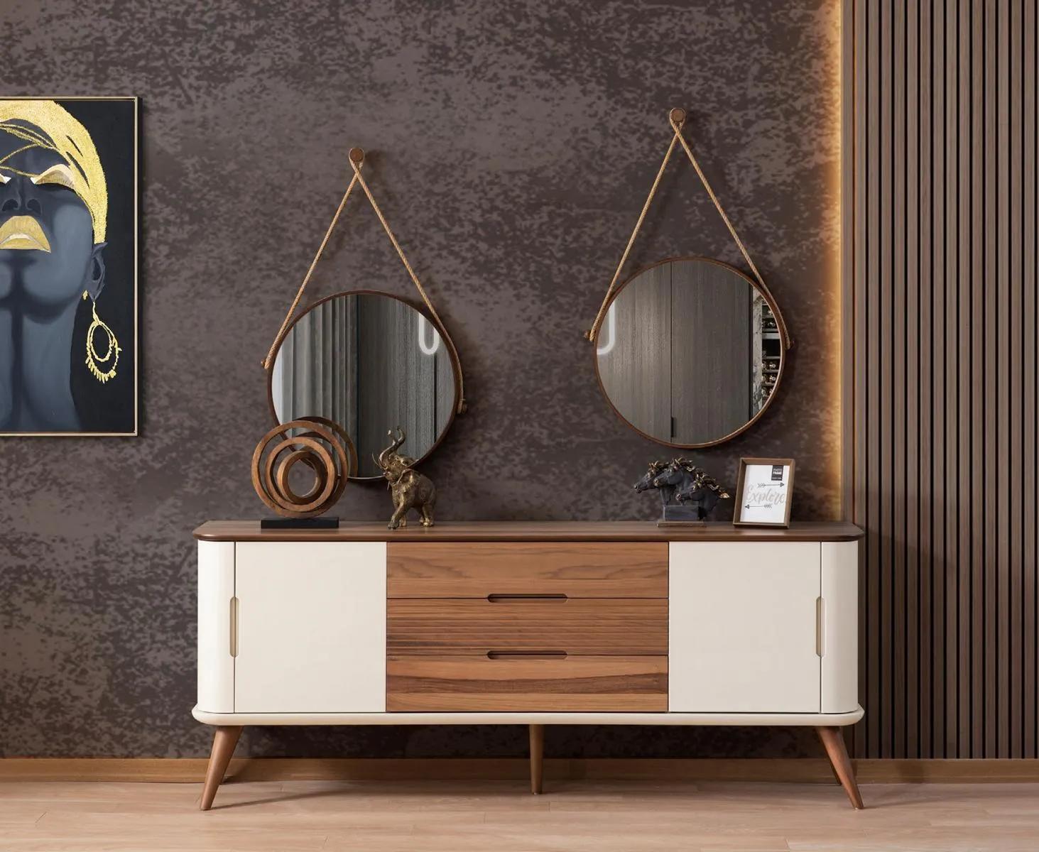Schubladen Kommode Echtholz Schrank Eiche Massivholz Kommoden Sideboard