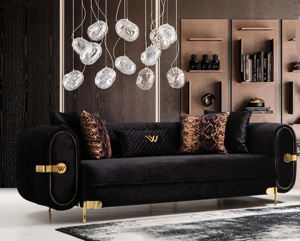 Sofa 3 Sitzer Design Sofas Polster Schwarz 3er Relax Sitz Möbel Modern Relax