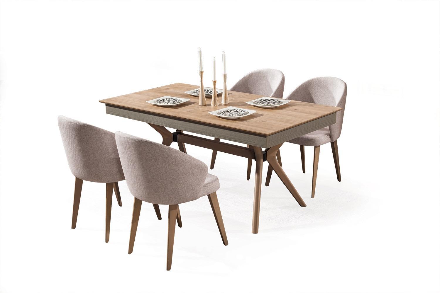 Luxus Esszimmer set Esstisch 4x Stühle Textil Essgruppe Modern Garnitur Neu