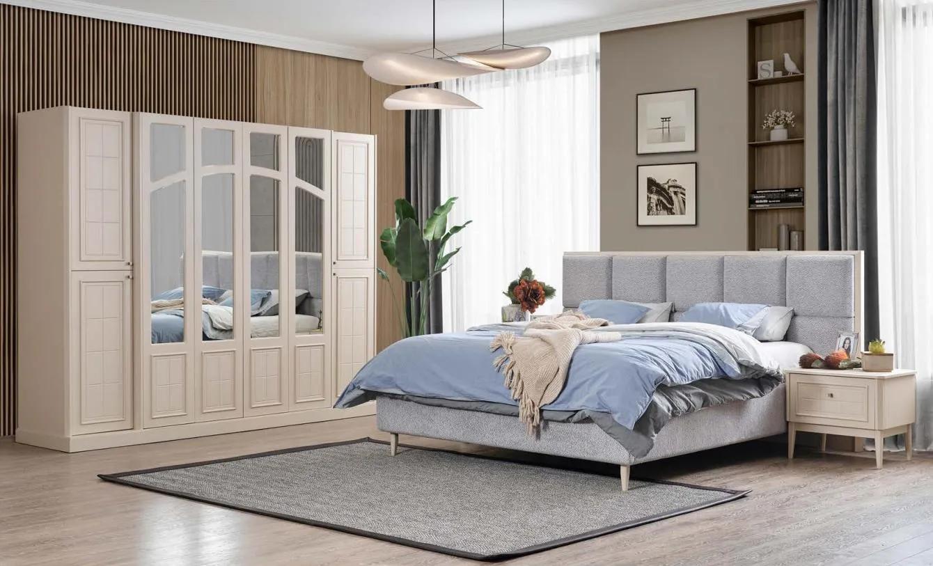 Schlafzimmer Set Komplettes Bett 2x Nachttisch Kleiderschrank 4tlg