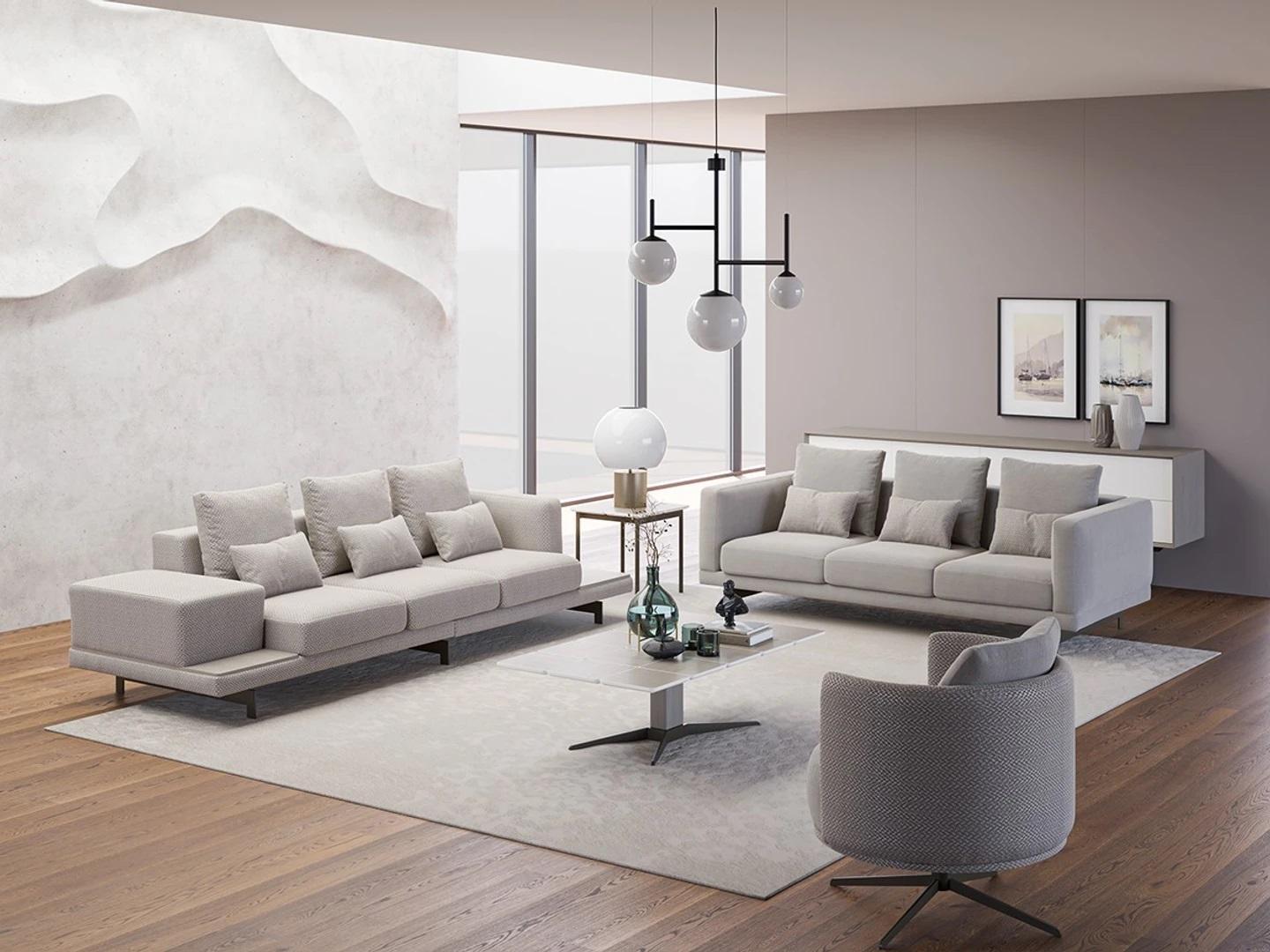 Wohnzimmer Komplett 2x Sofa Dreisitzer Textil Polstermöbel Sessel Neu Couchtisch