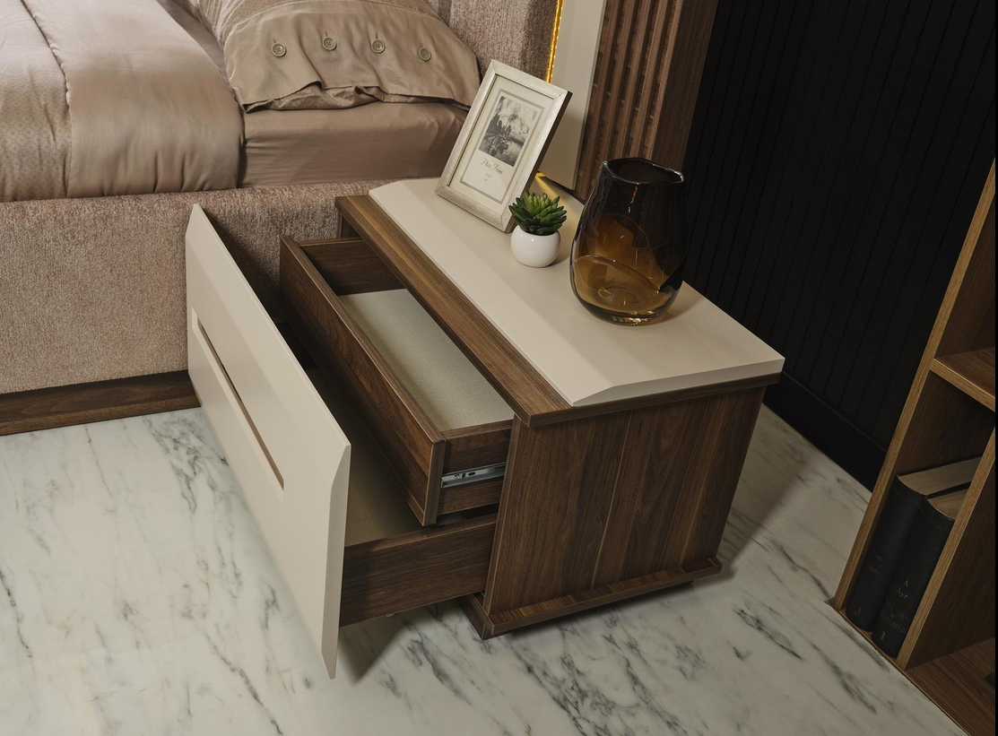 Designer Weiß Braun Nachttische Deluxe Schlafzimmer Möbel Nacht Konsole
