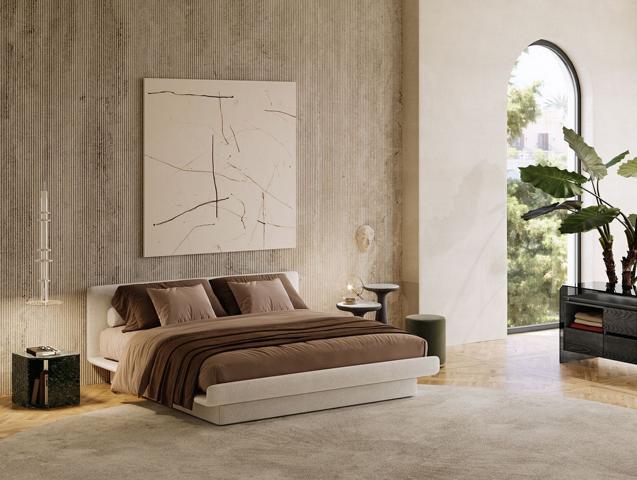Luxusbett Beige Modernes Polsterbett Komfort Schlafen Stilvolles Design Bett