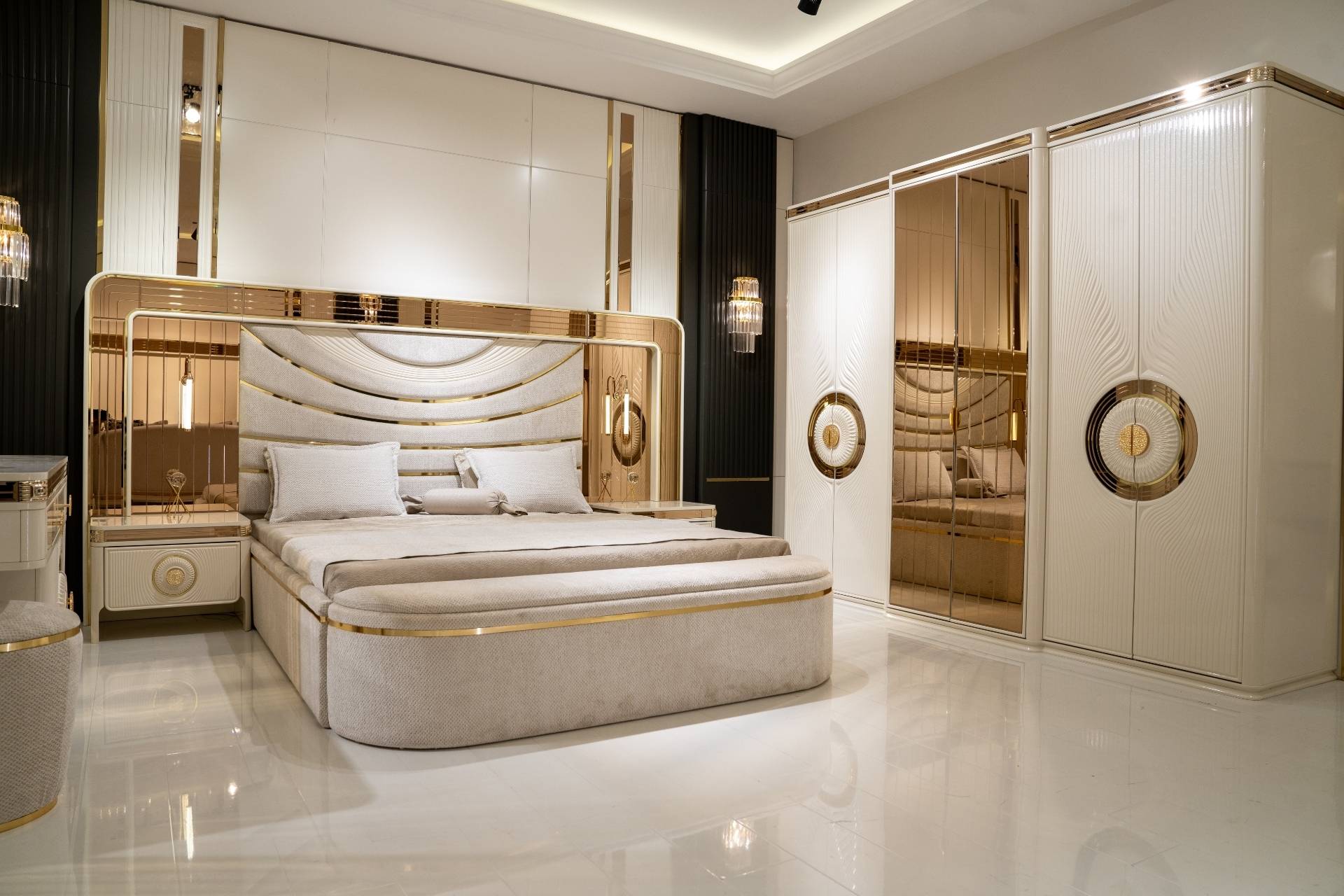 Schlafsack-Set in Beige mit Holz und Textil für modernes Schlafzimmer