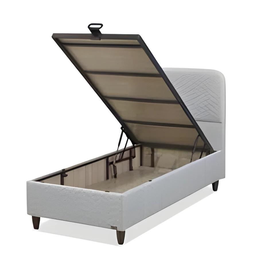 Graues Stoff-Holz Bett im modernen Design