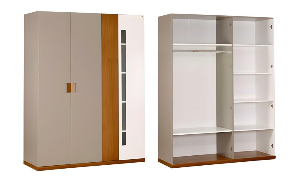 Grau Holz Kleiderschrank modern eleganter Stauraum