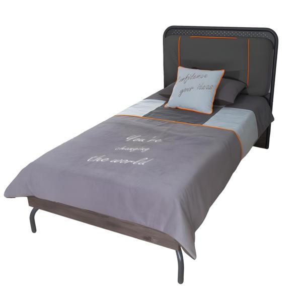 Graues Holzbett modern elegant für Schlafzimmer