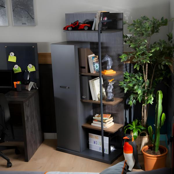 Elegantes graues Holz Bücherregal im modernen Design