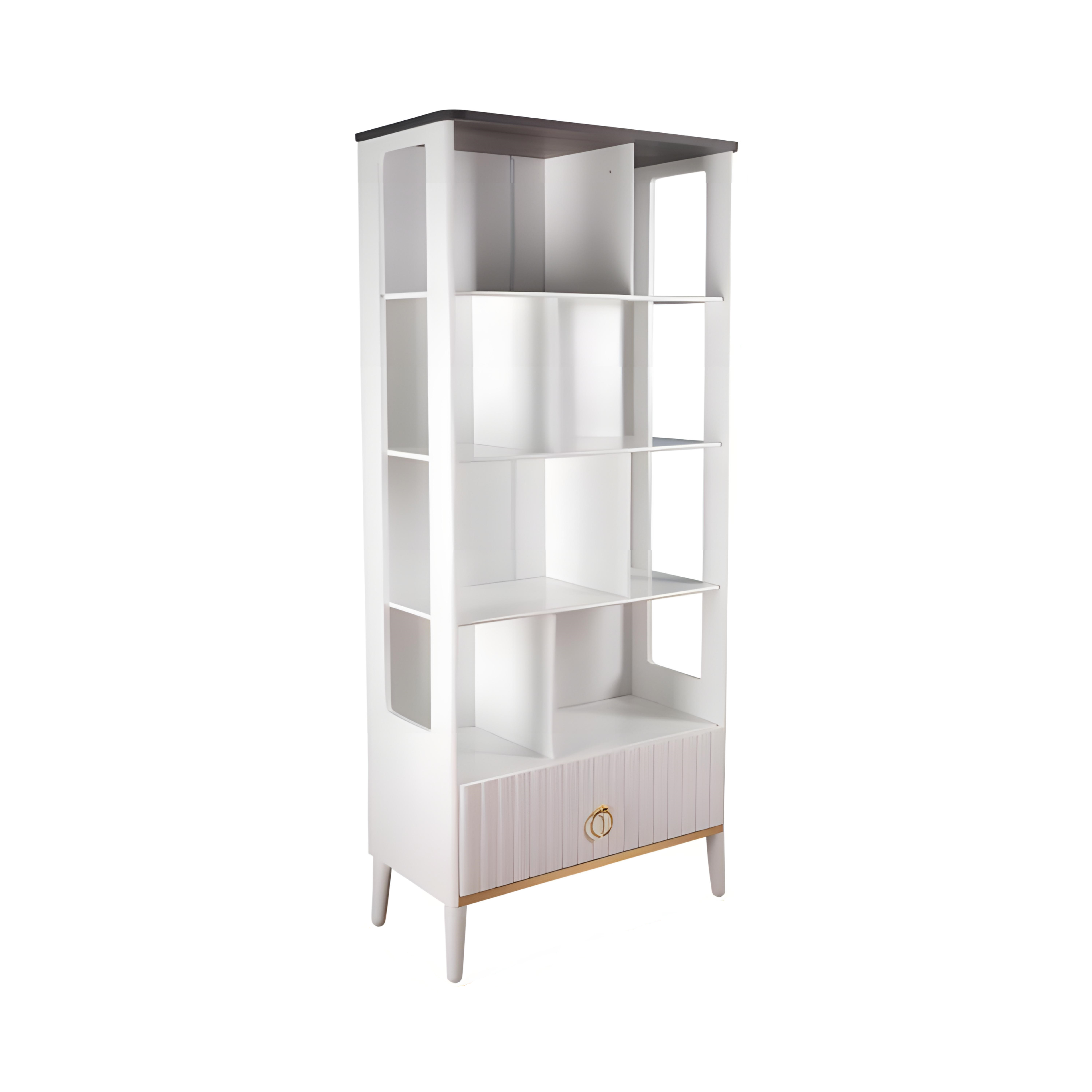 Elegantes weißes Holz Bücherregal in modernem Stil