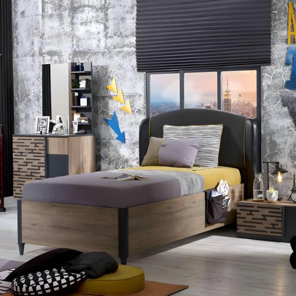 Elegantes Holzbett in Braun für modernes Schlafzimmer