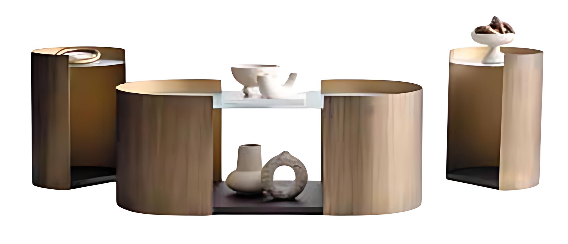 Stylischer Couchtisch und zwei funktionale Beistelltische im Set