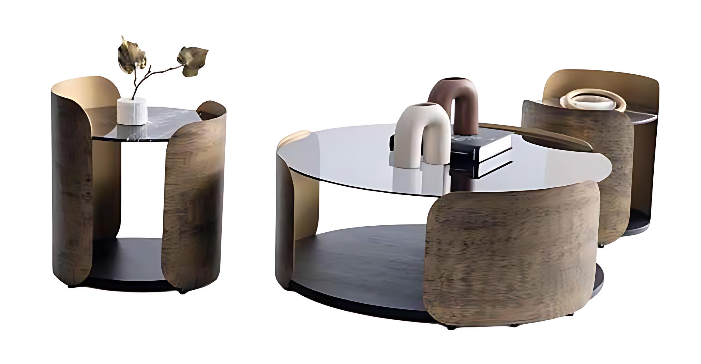 Moderner Couchtisch mit zwei stilvollen Beistelltischen