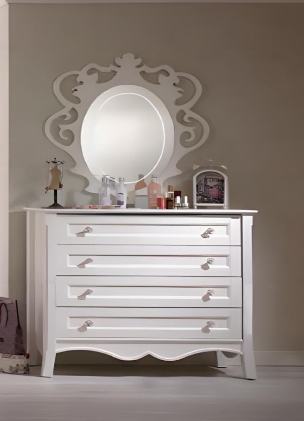 Weiße Holzkommode modern, eleganter Stauraum, zeitloses Design