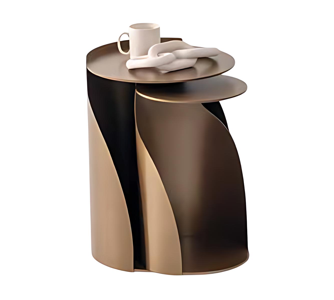 Elegantes Beistelltisch-Duo aus Edelstahl und Glas Satztisch