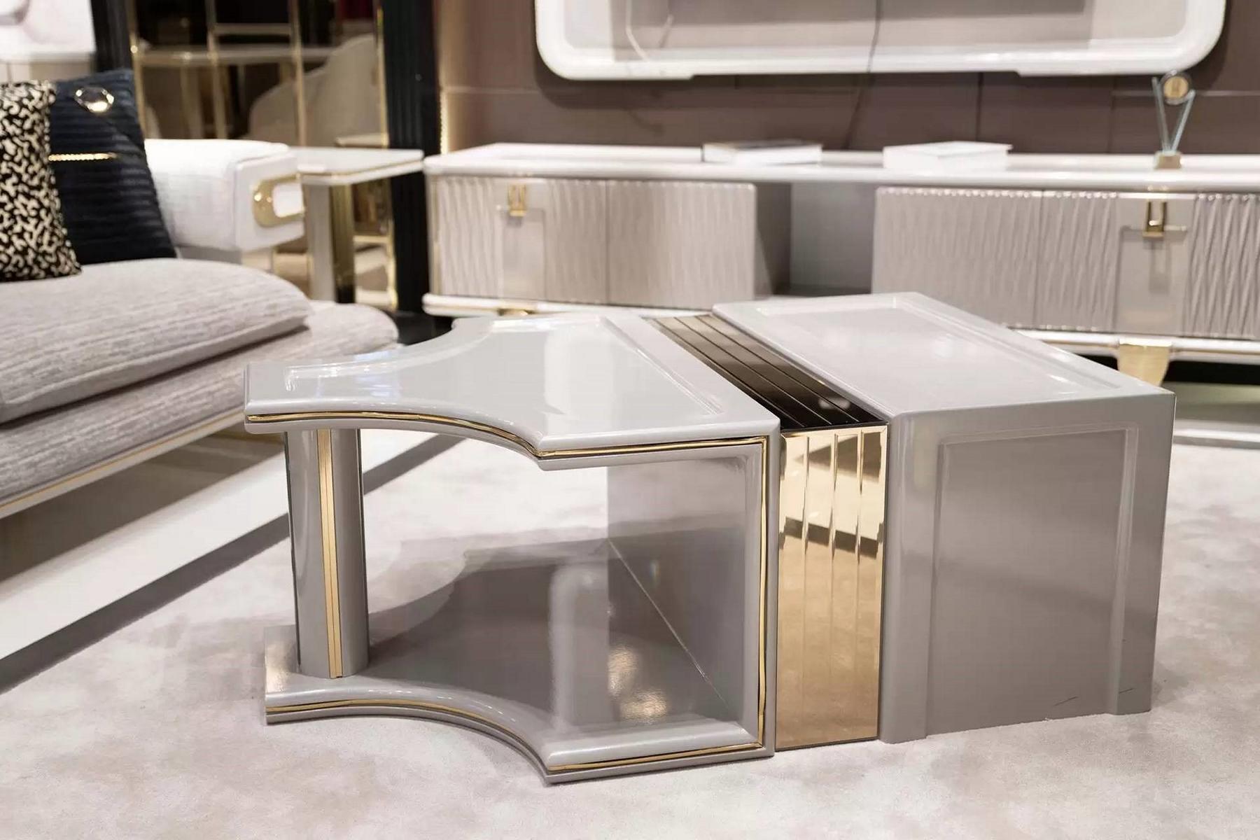 Eleganter grauer Couchtisch aus Holz im modernen Design